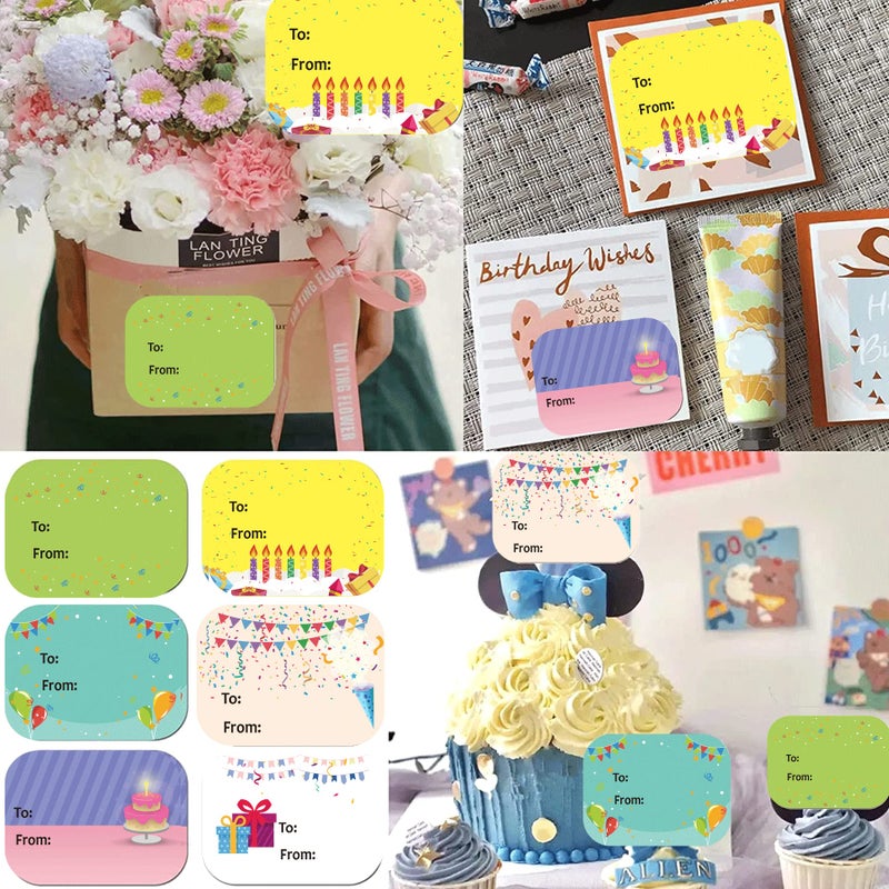 wootile Happy Birthday Present Stickers 1.5 x 2 Inch Happy Birthday to from Gift Labels - 300 Pcs Happy Birthdays Stickers for Birthdays Party Favors,Shower,Christmas Festival Holiday Presents 6 Designs - Image 5